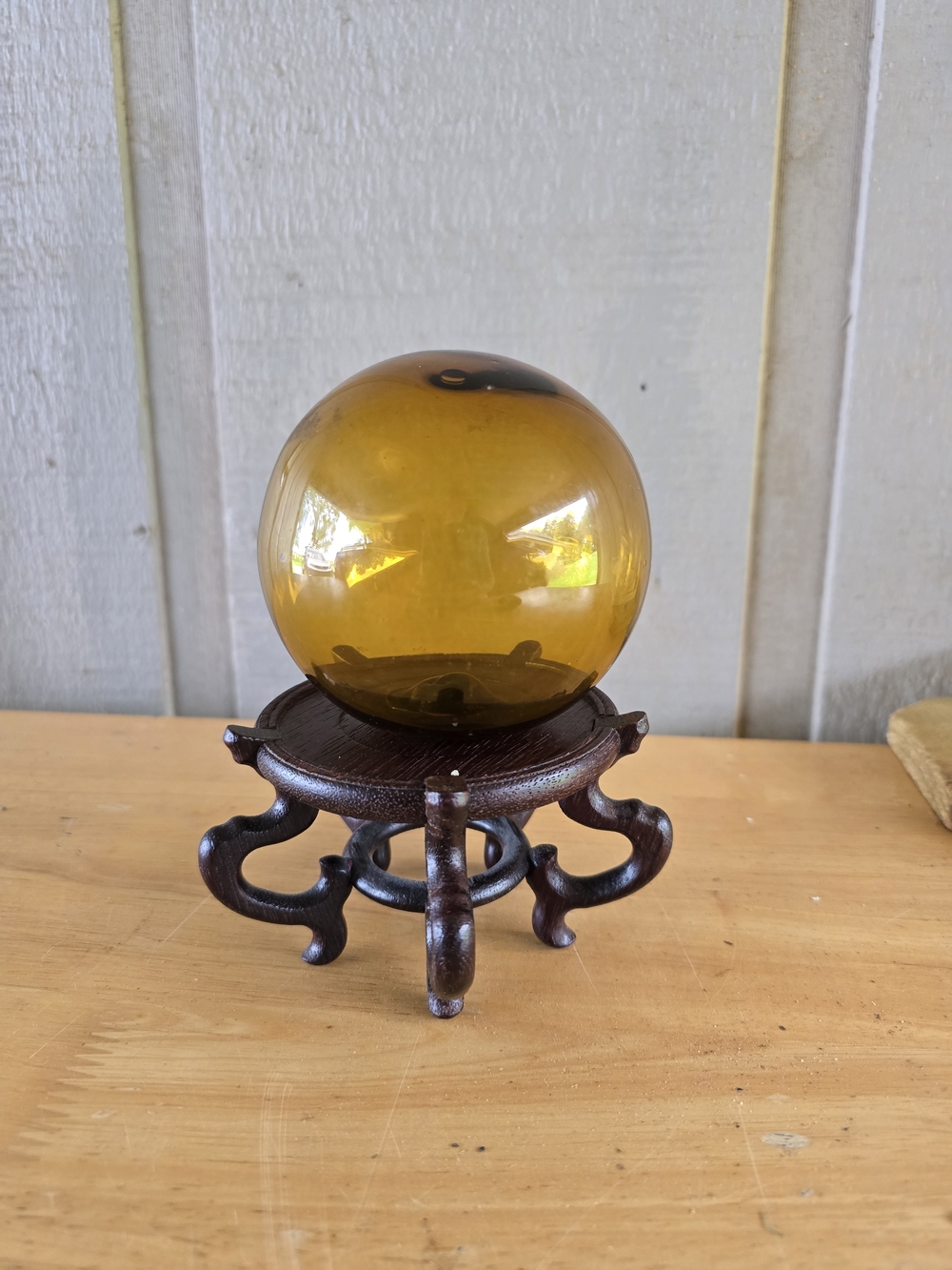 Vintage Amber Handblown Glass Orb